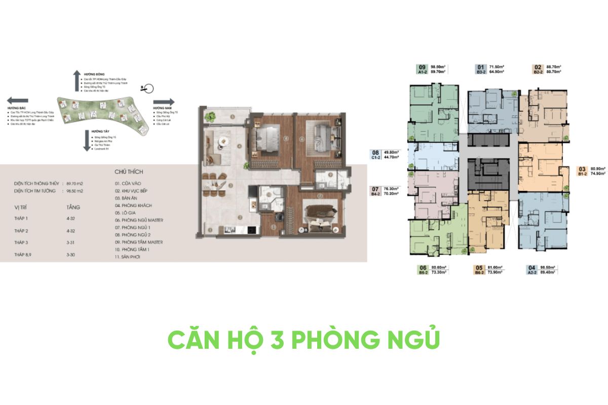 3 bedrooms apartment floor plan