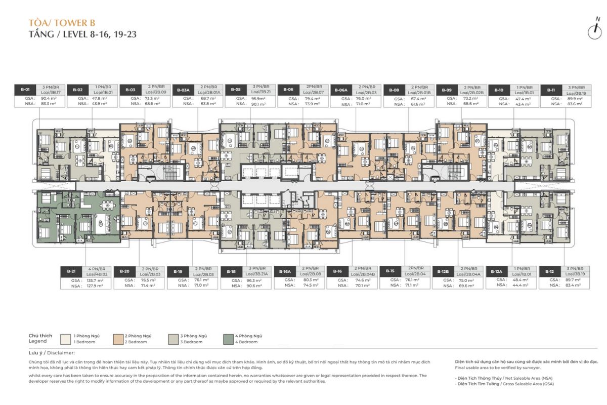 Typical floor plan of Building B