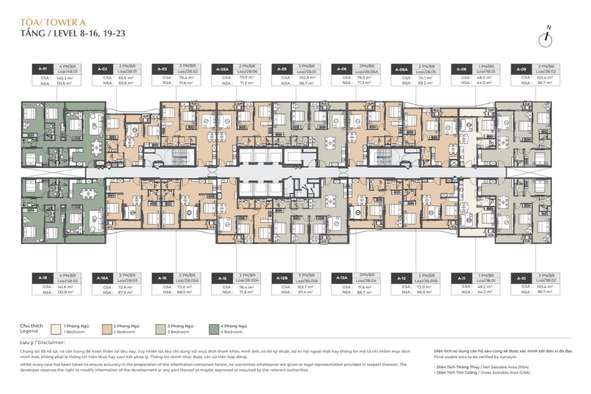 Typical floor plan of Building A