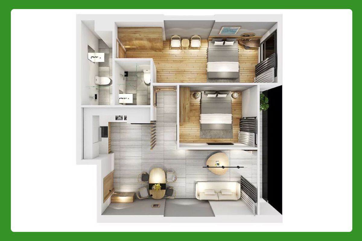 2 bedroom apartment layout plan