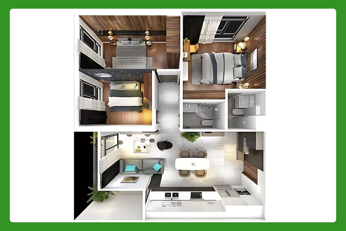 3 bedroom apartment layout plan